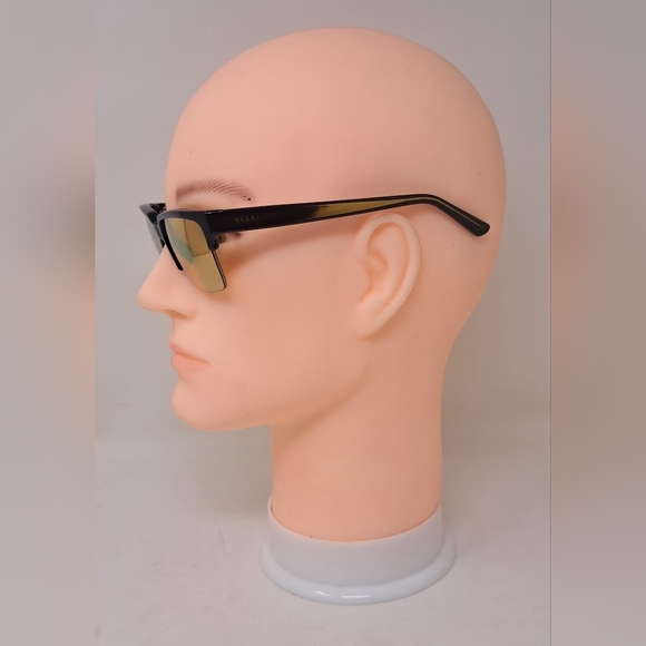 Gucci Men's Sunglasses Half Rim Wayfarer Yellow Gold Mirror GG3710/S 54-16-140 - Picture 6 of 16